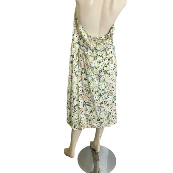 Reitmans Linen Blend Floral Midi Sundress Smocked Sz XL Boho Milk Maid Lined Tie - Picture 6 of 8
